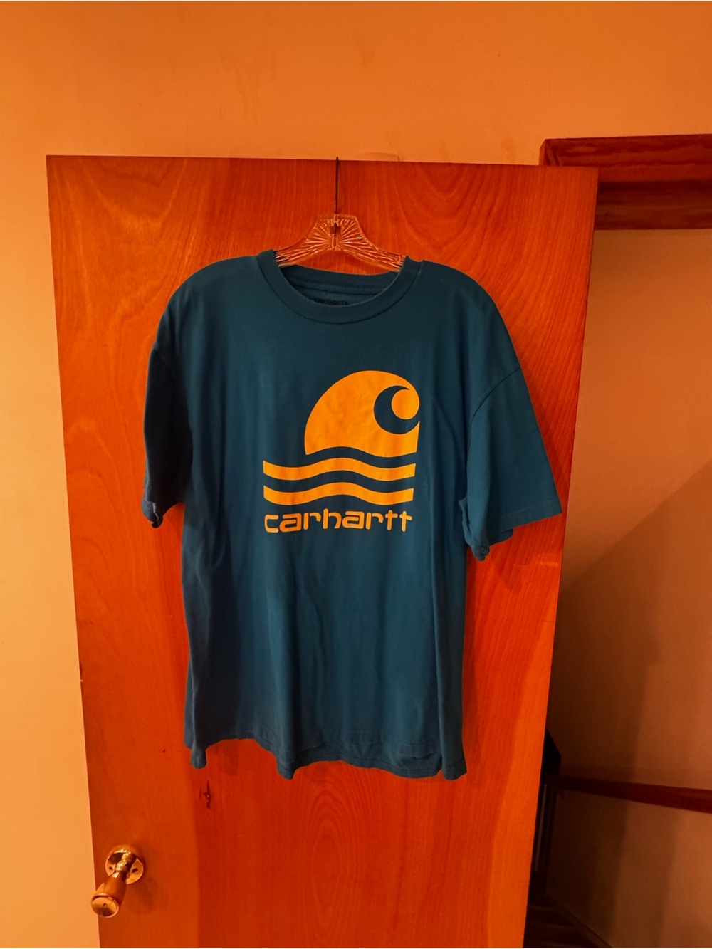 Carhartt WIP Men’s  Teal Graphic Logo Short Sleeve T-Shirt